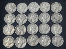 (20) 1940s Mercury Dimes
