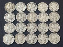 (20) 1940s Mercury Dimes