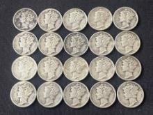 (20) 1940s Mercury Dimes