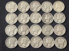 (20) 1940s Mercury Dimes