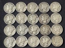 (20) 1940s Mercury Dimes