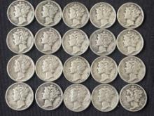 (20) 1940s Mercury Dimes