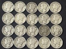 (20) 1940s Mercury Dimes