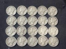 (20) 1940s Mercury Dimes