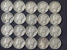 (20) 1940s Mercury Dimes