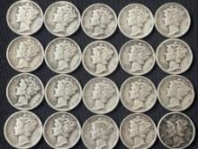 (20) 1940s Mercury Dimes