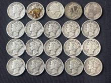 (20) 1940s Mercury Dimes