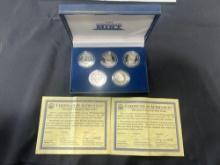 5 Decades of Silver Proof Kennedy Half Dollar Commemorative Set