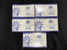 (5) 2001 United States Mint Proof Sets