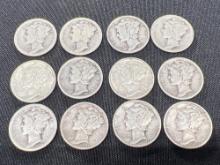 (12) Mercury Dimes, Bid x 12