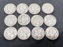 (12) Mercury Dimes, Bid x 12