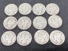 (12) Mercury Dimes, Bid x 12