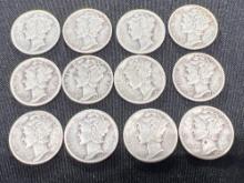 (12) Mercury Dimes, Bid x 12