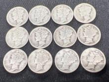 (12) Mercury Dimes, Bid x 12