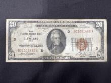 1929 Federal Reserve Bank of Cleveland Ohio 20 Dollar Bill