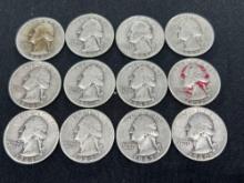 (12) Silver Washington Quarters, Bid x 12