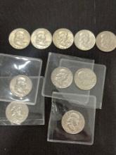(10) Silver Ben Franklin Half Dollars