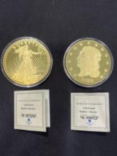 1933 Gold Layered Double Eagle, 1822 Gold Layered Capped Bust Half Eagle