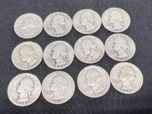 (12) Silver Washington Quarters, Bid x 12