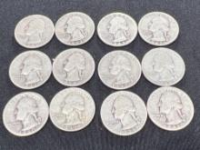 (12) Silver Washington Quarters, Bid x 12