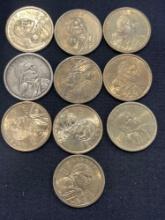 (10) Sacagawea Dollar Coins