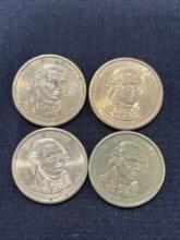 (4) Presidential John Adams Dollar Coins