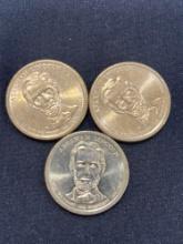 (3) Presidential Abraham Lincoln Dollar Coins