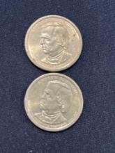 (2) Presidential Andrew Johnson Dollar Coins