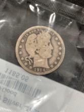 1914 Barber Silver Quarter