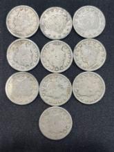 (10) Liberty Head V Nickels