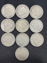 (10) Liberty Head V Nickels