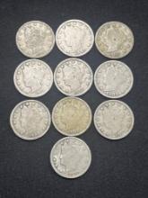 (10) Liberty Head V Nickels