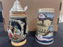 (2) Beer Steins, German and Miller High Life