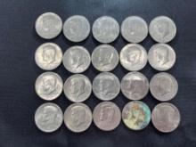 (20) 1971, 1972, 1993 Kennedy Half Dollars