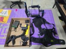 GoPro black 7, GoPro battery refuel, clamp, battery pack, neewer video stabilizer, chest harness
