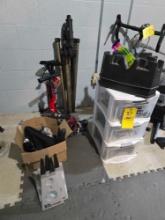 Bike pumps, organizer with bicycle accessories, W 8.5 click in shoes, M 11 click in shoes, cycle ops