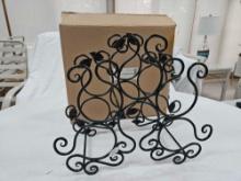 NIB Longaberger Metalworks Wrought Iron Bronze Leaf Wine Holder