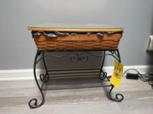 Longaberger Wrought Iron Stand & Basket w/ Glass Top
