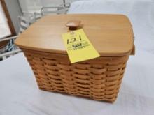 2000 Longaberger Newspaper Basket w/ Protector & Lid