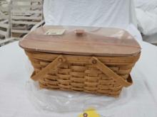 2002 Longaberger Medium Market Basket w/ Lid & Organizer Protectors