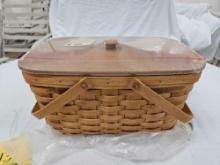 2002 Longaberger Medium Market Basket w/ Lid & Organizer Protectors