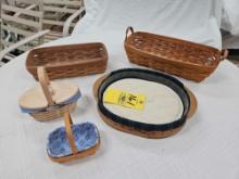 2004 Longaberger Collector's Club Tea Tray Basket w/ Liner, Protector, Insulated Hot Pad, & 4