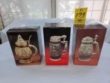 3 NIB Avon Collector's Steins - Age of the Iron Horse, Car Classics, & Tall Ships