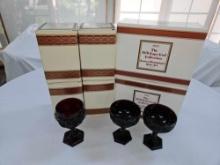 Box of Avon 1876 Cape Cod Collection Water Goblet Candle Holders & Saucer Champagne Glass Sets
