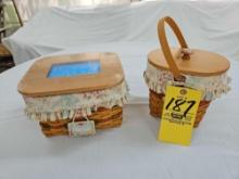 Longaberger 2002 Mother's Day Mom's Memories Basket & 2001 Mother's Day Blossoms Basket w/ Liners,
