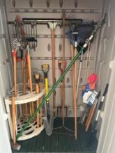 Storage Cabinet Contents - Yard Tools, Snow Shovels, Yard Markers