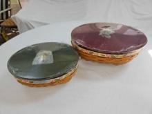 2011 Longaberger 2 Pc. Holiday Hostess Holly Berry Set w/ Liners, Lids, Protectors, & Accessories