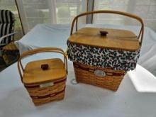 1995 Longaberger Large Holiday Hostess Basket & Holiday Cranberry Basket w/ Liners, Lids,