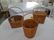 Longaberger 1995 Tall Fruit Basket, 1992 Hearthside Basket, & 1991 Remembrance Basket w/ Protectors