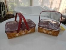2009 Longaberger Holiday Hostess Large Snowflake Cookie Basket & Snowflake Cookie Basket w/ Liners,